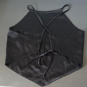 Black silky Halter Top with Tie back